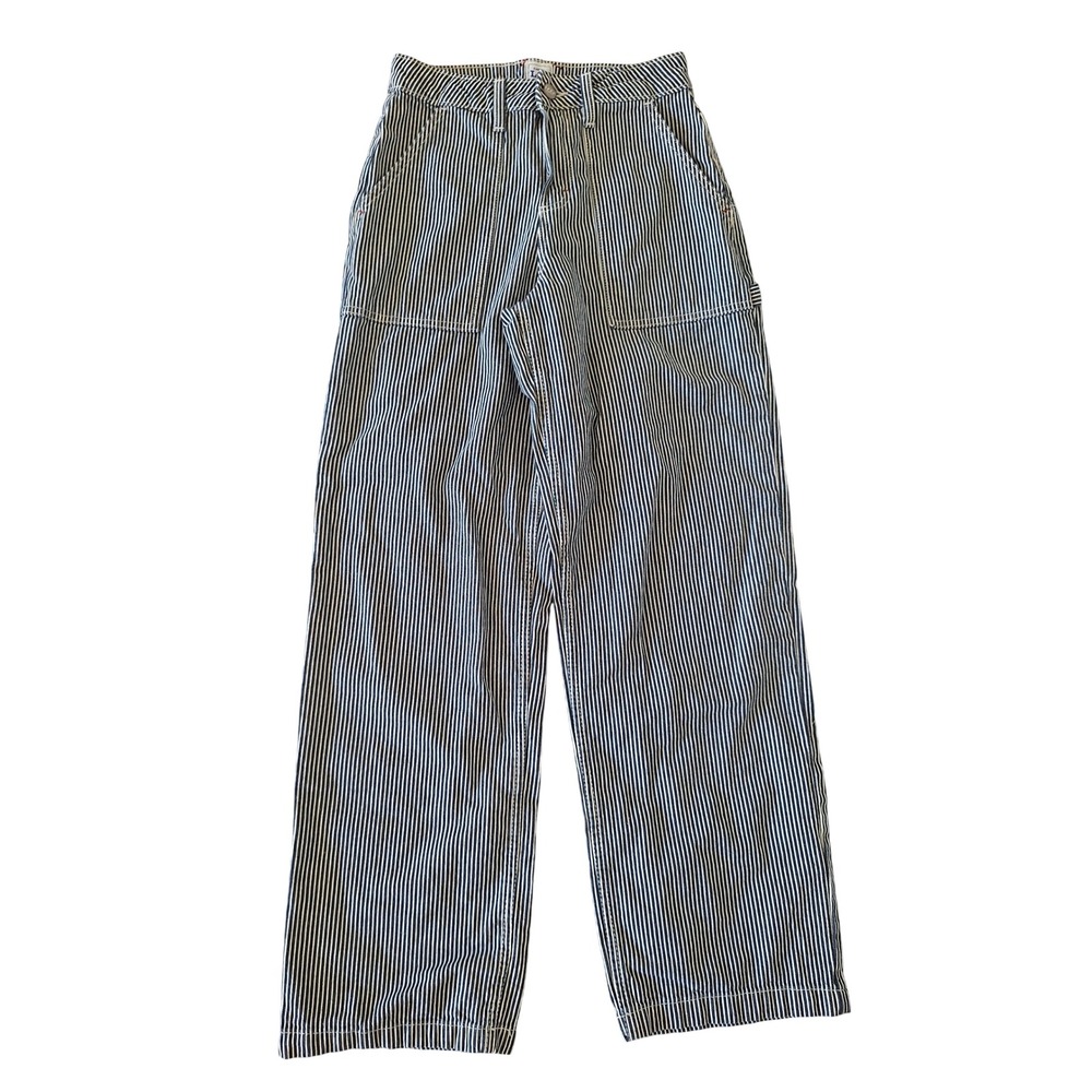 Kacey Lee by Lee Hickory Stripe Carpenter Pants Wide Leg High Rise Blue White 2